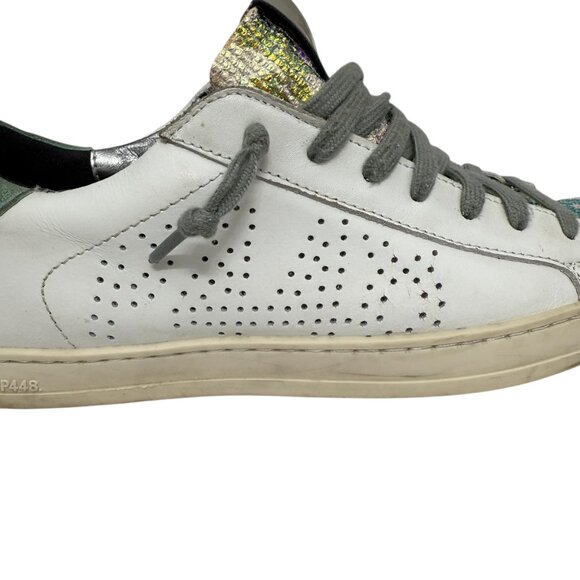 P488 John Low Top Made In Italy Distressed Lace Up Women's Sneaker size 37 / 7 - Picture 6 of 13